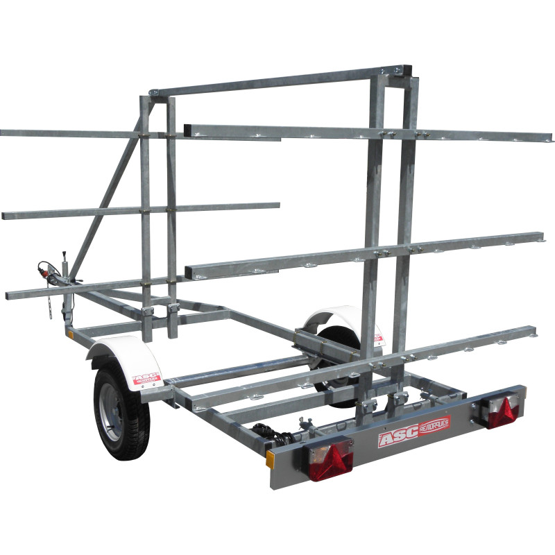 Remorque kayak simple essieu non freinée en PTAC de 500 kg servant pou