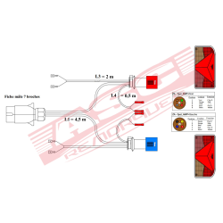Kit éclairage 6 fonctions avec faisceau 4,5 m + veilleuses