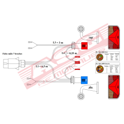 Kit éclairage 6 fonctions avec faisceau 6,5 m + veilleuses